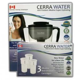 Cerra Water Pitcher + 3 Pack of Replacement Cartridges Bundle